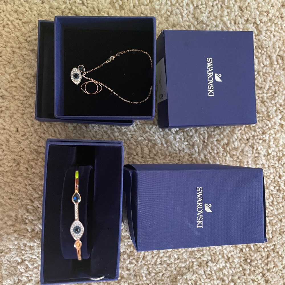 Swarovski evil eye necklace and bracelet